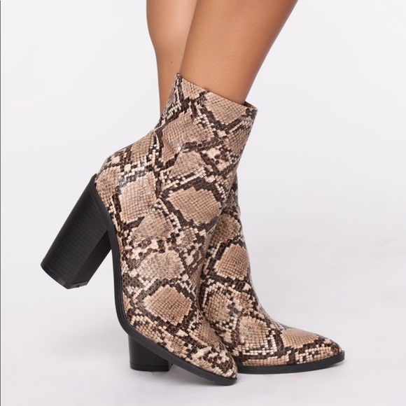 Fashion Nova Shoes - Snake Skin Booties